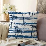 - Sonil-K-2346-Gorsel1 - Realhomes  Mavi Palmiye Desenli Dekoratif Raşel Kadife Yastık Kırlent Kılıfı Realhomes