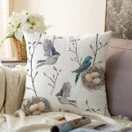 - Sonil-K-2347-Gorsel1 - Realhomes Kuşlar ve Dal Desenli Dekoratif Raşel Kadife Yastık Kırlent Kılıfı Realhomes
