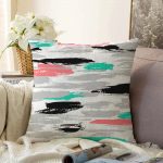 - Sonil-K-2353-Gorsel1 - Realhomes Renkli Fırça Darbeleri Desenli Dekoratif Raşel Kadife Yastık Kırlent Kılıfı Realhomes