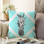 - Sonil-K-2358-Gorsel1 - Realhomes  Geometrik Ananas Desenli Dekoratif Raşel Kadife Yastık Kırlent Kılıfı Realhomes