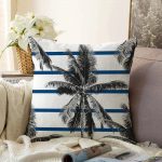 - Sonil-K-2360-Gorsel1 - Realhomes  Çizgili Palmiye Yapraklı Dekoratif Raşel Kadife Yastık Kırlent Kılıfı Realhomes