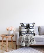 - Sonil-K-2360-Gorsel2 - Realhomes  Çizgili Palmiye Yapraklı Dekoratif Raşel Kadife Yastık Kırlent Kılıfı Realhomes