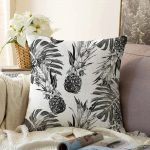 Ananas ve Palmiye Yapraklı Dekoratif Raşel Kadife Yastık Kırlent Kılıfı Realhomes