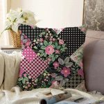 - Sonil-K-2366-Gorsel1 - Realhomes  Desenli Kareler Temalı Dijital Baskılı Dekoratif Raşel Kadife Yastık Kırlent Kılıfı Realhomes