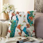 Tavuz Kuşu Dijital Baskılı Dijital Raşel Kadife Yastık Kırlent Kılıfı Realhomes
