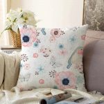 - Sonil-K-2373-Gorsel1 - Realhomes  Pudra Mavi Kelebek Çiçek Modern Dijital Baskılı Raşel Kadife Yastık Kılıfı Realhomes