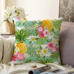 - Sonil-K-2375-Gorsel1 - Realhomes  Tropik Bitki Desenli Dijital Baskılı Raşel Kadife Yastık Kırlent Kılıfı Realhomes