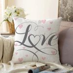 - Sonil-K-2378-Gorsel1 - Realhomes  Love Yazılı Kalp Puanlı Motifli Dekoratif Raşel Kadife Yastık Kırlent Kılıfı Realhomes