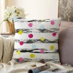 - Sonil-K-2380-Gorsel1 - Realhomes  Yatay Temalı Gökkuşağı Puanlı Modern Raşel Kadife Yastık Kırlent Kılıfı Realhomes