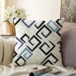 - Sonil-K-2381-Gorsel1 - Realhomes  Gri Siyah Labirent Çizimli Modern Dijital Baskılı Raşel Kadife Yastık Kılıfı Realhomes