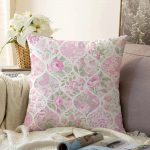 - Sonil-K-2386-Gorsel1 - Realhomes  Pudra Çiçekler Temalı Dekoratif Raşel Kadife Yastık Kırlent Kılıfı Realhomes