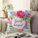 - Sonil-K-2387-Gorsel1 - Realhomes  Spring Bouquet Temalı Modern Dijital Baskılı Raşel Kadife Yastık Kılıfı Realhomes