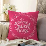 Home Sweet Home Dijital Baskılı Dekoratif Raşel Kadife Yastık Kırlent Kılıfı Realhomes