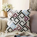 - Sonil-K-2391-Gorsel1 - Realhomes  Siyah Turkuaz Labirent Çizimli Modern Dijital Baskılı Raşel Kadife Yastık Kılıfı Realhomes