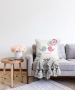 - Sonil-K-2392-Gorsel2 - Realhomes  Açık Gri Zigzag Temalı Kuş Motifli Dekoratif Raşel Kadife Yastık Kırlent Kılıfı Realhomes