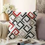 Labirent Çizimli Modern Dijital Baskılı Raşel Kadife Yastık Kılıfı Realhomes