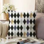 - Sonil-K-2394-Gorsel1 - Realhomes  Renkli Baklava Desenli Dijital Baskılı Raşel Kadife Yastık Kırlent Kılıfı Realhomes