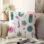 Kuş Tüyü Motifli Çöl Bitkisi Desenli Modern Dijital Baskılı Raşel Kadife Kırlent Kılıfı Realhomes