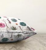 Kuş Tüyü Motifli Çöl Bitkisi Desenli Modern Dijital Baskılı Raşel Kadife Kırlent Kılıfı Realhomes