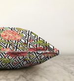 Zigzag Elmas Desenli Zambak Motifli Dekoratif Raşel Kadife Yastık Kırlent Kılıfı Realhomes