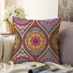 Sarmal Daire Desenli Çini Motifli Dijital Baskılı Raşel Kadife Yastık Kırlent Kılıfı Realhomes