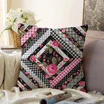 - Sonil-K-2404-Gorsel1 - Realhomes Kare Puan Çizimli Dekoratif Dijital Baskılı Raşel Kadife Kırlent Kılıfı Realhomes