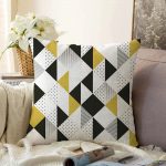 Bağımsız Geometrik Şekiller Dijital Baskılı Raşel Kadife Yastık Kırlent Kılıfı Realhomes