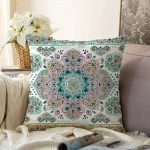 Mint Yeşili Çini Motifli Dekoratif Raşel Kadife Yastık Kırlent Kılıfı Realhomes