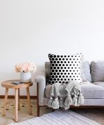Siyah Beyaz İri Puanlı Raşel Kadife Yastık Kırlent Kılıfı Realhomes