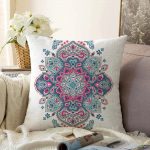 - Sonil-K-2418-Gorsel1 - Realhomes  Köşegen Çini Desenli Dekoratif Raşel Kadife Yastık Kırlent Kılıfı Realhomes