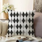 Siyah Beyaz Gri Elmas Şekilli Raşel Kadife Yastık Kırlent Kılıfı Realhomes