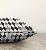 Siyah Beyaz Gri Elmas Şekilli Raşel Kadife Yastık Kırlent Kılıfı Realhomes