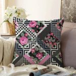 Çiçek Desenli Puan Motifli Raşel Kadife Yastık Kırlent Kılıfı Realhomes