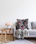 Çiçek Desenli Puan Motifli Raşel Kadife Yastık Kırlent Kılıfı Realhomes
