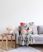 - Sonil-K-2430-Gorsel2 - Realhomes  Lekeli Kelebekler Çizimli Dekoratif Raşel Kadife Yastık Kırlent Kılıfı Realhomes