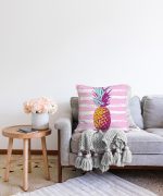 - Sonil-K-2437-Gorsel2 - Realhomes  Canlı Renkli Ananas Motifli Dijital Baskılı Raşel Kadife Yastık Kırlent Kılıfı Realhomes