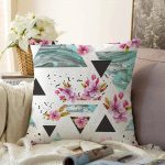 Düzensiz Geometrik Şekiller Dijital Baskılı Raşel Kadife Yastık Kılıfı Realhomes