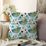 - Sonil-K-2441-Gorsel1 - Realhomes  Mavi Geometrik Palmiye Desenleri Dekoratif Raşel Kadife Yastık Kılıfı Realhomes