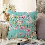 Ebabil Kuşları Motifli Dekoratif Raşel Kadife Yastık Kırlent Kılıfı Realhomes