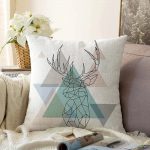 - Sonil-K-2445-Gorsel1 - Realhomes  Geyik Çizimli Modern Dijital Baskılı Raşel Kadife Yastık Kılıfı Realhomes