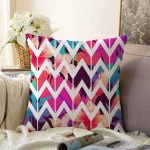 - Sonil-K-2446-Gorsel1 - Realhomes  Nilüfer Temalı Zigzag Desenli Dijital Baskılı Raşel Kadife Yastık Kırlent Kılıfı Realhomes