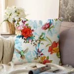 Ebabil Kuşu Çizimli Dekoratif Raşel Kadife Yastık Kırlent Kılıfı Realhomes