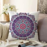 Daire Çini Desenli Dijital Baskılı Raşel Kadife Yastık Kırlent Kılıfı Realhomes