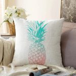 Mavi Ananas Dijital Baskılı Dekoratif Raşel Kadife Yastık Kırlent Kılıfı Realhomes