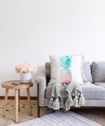 Mavi Ananas Dijital Baskılı Dekoratif Raşel Kadife Yastık Kırlent Kılıfı Realhomes