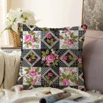 - Sonil-K-2454-Gorsel1 - Realhomes  Kavaniçe Kare Desenli Dekoratif Raşel Kadife Yastık Kırlent Kılıfı Realhomes