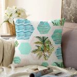 - Sonil-K-2455-Gorsel1 - Realhomes Geometrik Palmiye Desenli Dijital Baskılı Raşel Kadife Yastık Kırlent Kılıfı Realhomes