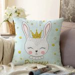 Princess Tavşan Desenli Dekoratif Raşel Kadife Yastık Kırlent Kılıfı Realhomes