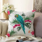 - Sonil-K-2463-Gorsel1 - Realhomes  Mavi Papağan Dijital Baskılı Raşel Kadife Yastık Kırlent Kılıfı Realhomes