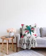 - Sonil-K-2463-Gorsel2 - Realhomes  Mavi Papağan Dijital Baskılı Raşel Kadife Yastık Kırlent Kılıfı Realhomes